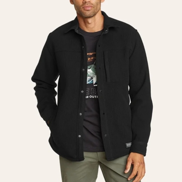 Eddie Bauer Men's Black Corded Fleece Shirt Jacket